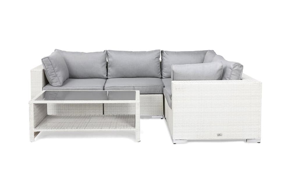 BAHAMAS Loungegrupp Small + Bord Hylla Vit