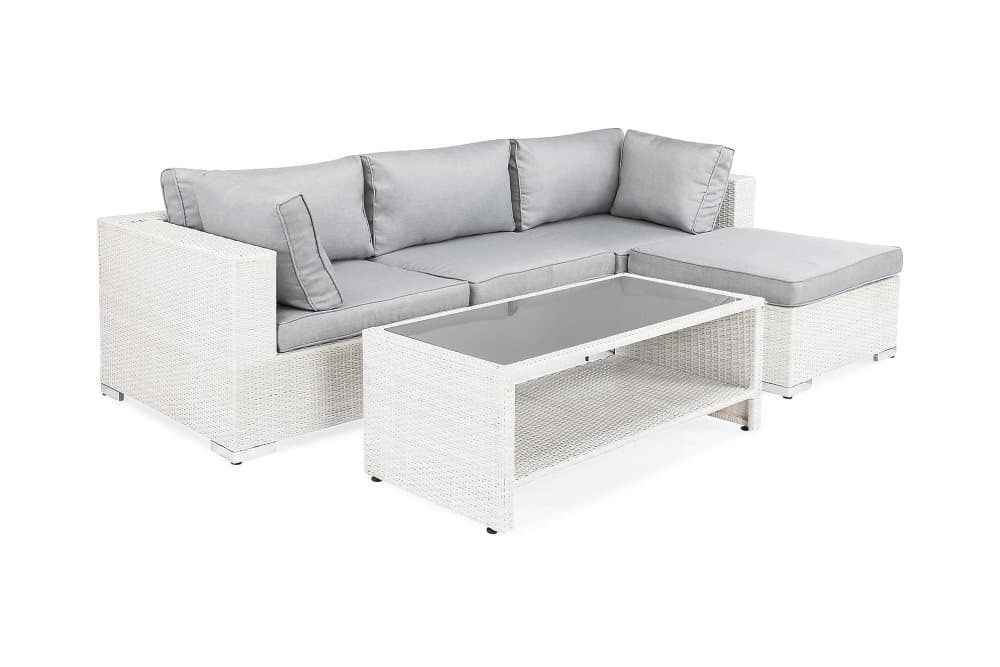 BAHAMAS Loungegrupp Small + Bord Hylla + Divan Vit