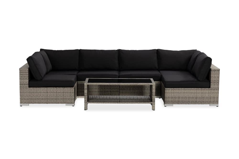 BAHAMAS Loungegrupp Large + Bord Hylla Grå