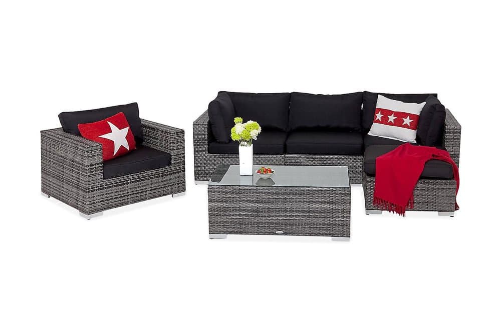 BAHAMAS Loungesoffa 3-sits + Bord + Divan + Fåtölj Grå