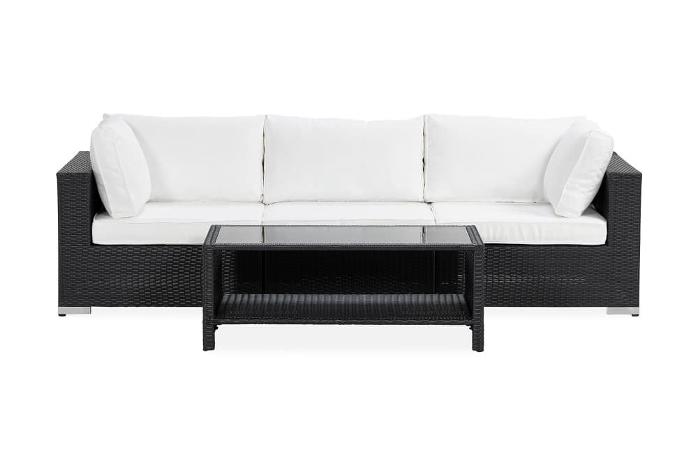 BAHAMAS Loungesoffa 3-sits + Bord Hylla Svart