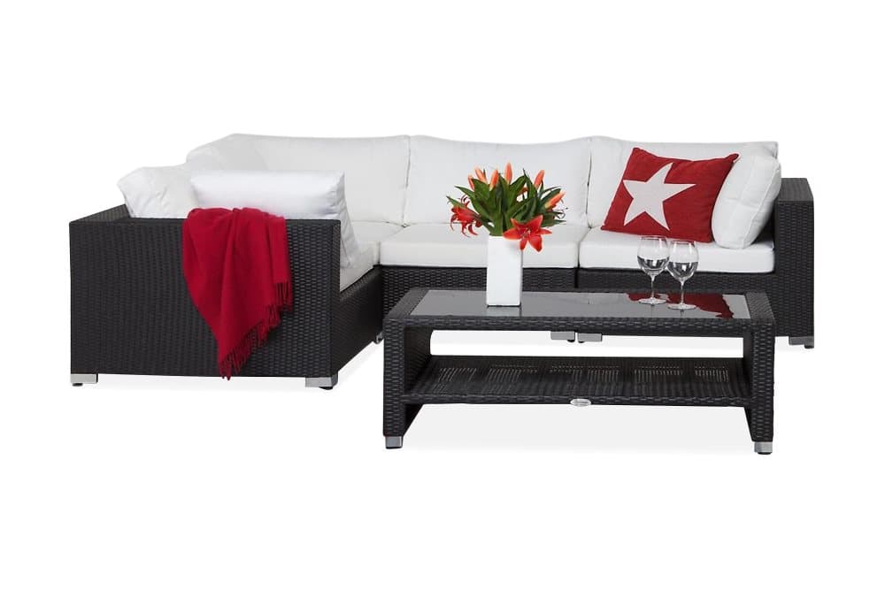 BAHAMAS Loungegrupp Small + Bord Hylla Svart