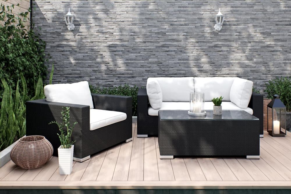 BAHAMAS Loungesoffa 2-sits + Bord 113 + Fåtölj Svart