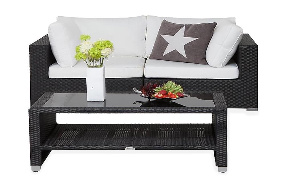 BAHAMAS Loungesoffa 2-sits + Bord Hylla Svart