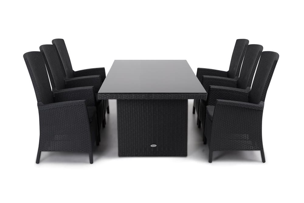 MAJESTIC Bord 210 Svart + 6 VERMONT Fåtölj Svart