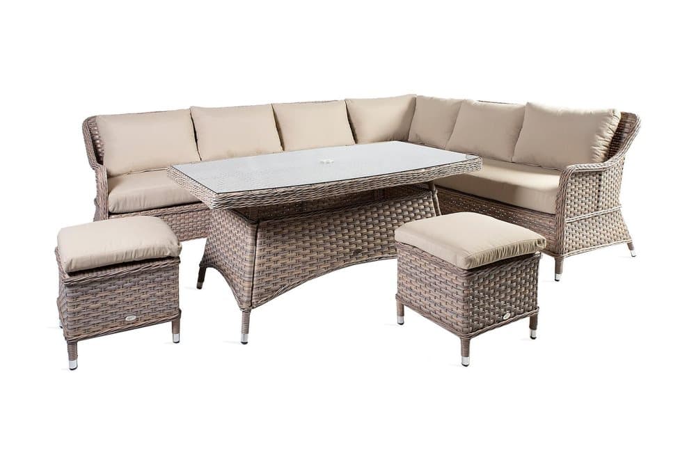 Möbelset EDEN med Bord Hörnsoffa och 2 Fotpallar