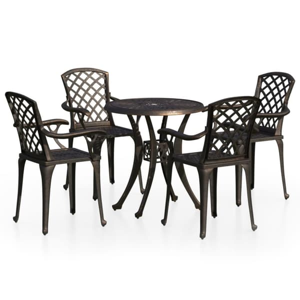 vidaXL Bistrosett 5 deler støpt aluminium bronse