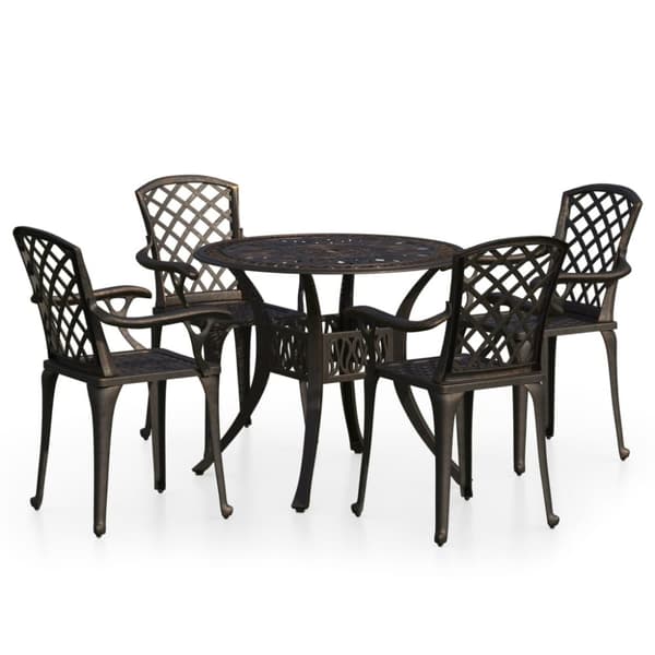 vidaXL Bistrosett 5 deler støpt aluminium bronse