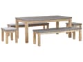 Miniatyrbild 1 av 11: Trädgårdsmöbelset Grå Betong Imitation Ljust Akaciaträ 8-sits Bord 2 Stolar och 2 Bänkar Modern Industriell Design