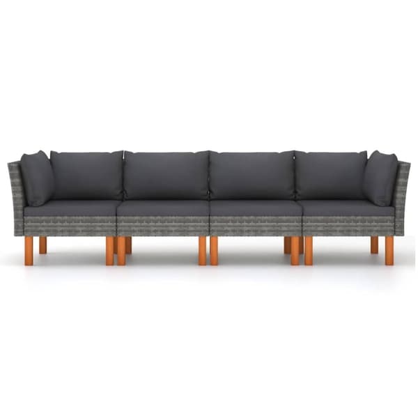 vidaXL 4-personers havesofa med hynder polyrattan grå