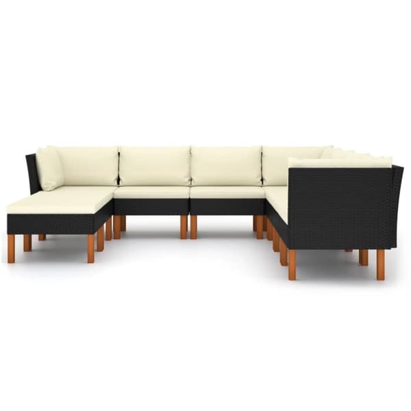 vidaXL loungesæt til haven 9 dele med hynder polyrattan sort