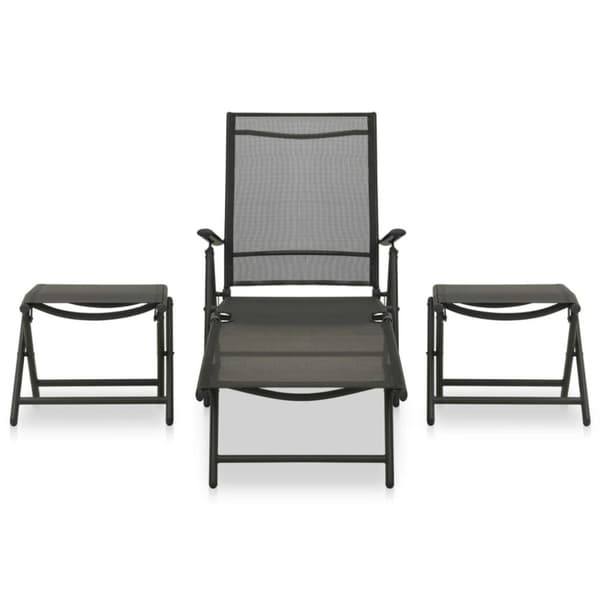 vidaXL Loungegrupp för trädgården 3 delar textilen & aluminium svart