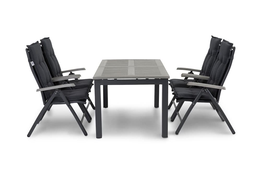 MONACO Bord 152-210 + 4 stolar Grå/Svart