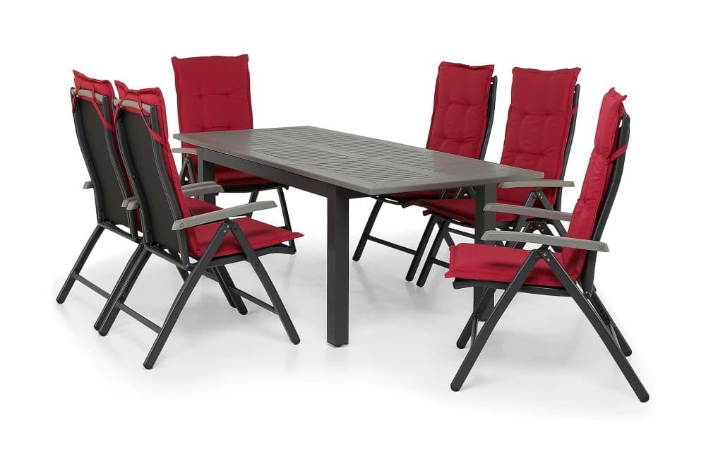 MONACO Bord 152-210 Svart/Grå + 6 MONACO Stol