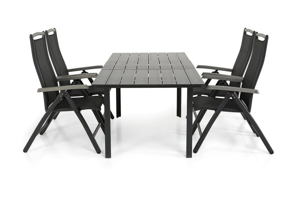 TUNIS Bord 152-210x90 Svart + 4 MONACO LYX LYX Stol Svart/Gr