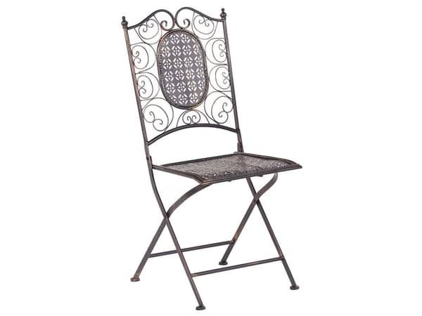 Altansæt Sort Jern 70 x 70 cm Klapstol Sammenklappelig Fransk Bistrobord Cafesæt Design Mønstret Udendørs UV-Rustbestandig Retro Stil