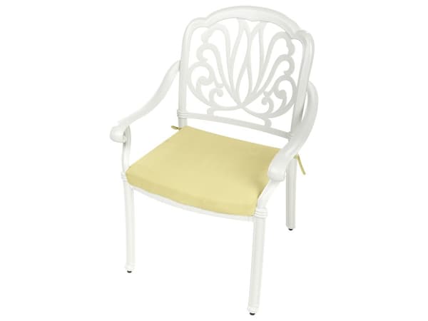 Trädgårdsmöbelset Bord 4 st Stolar Polyester Sits Vit Aluminium