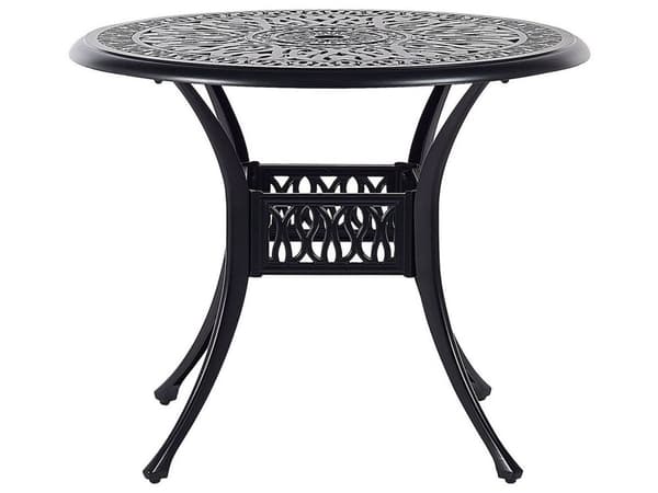 Trädgårdsmöbelset Bord 4 st Stolar Polyester Sits Svart Aluminium