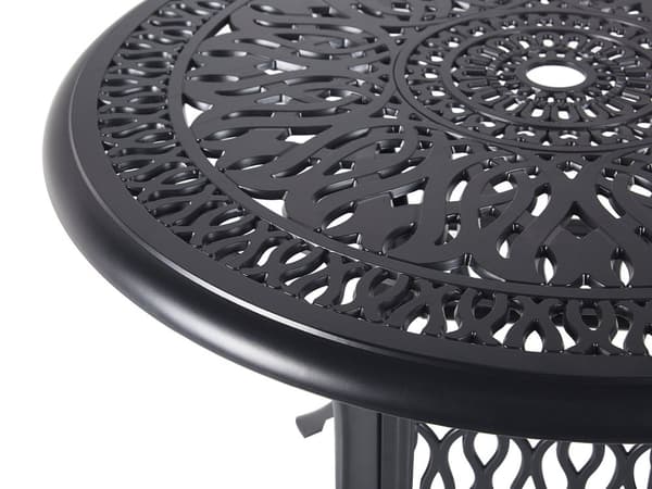 Trädgårdsmöbelset Bord 4 st Stolar Polyester Sits Svart Aluminium