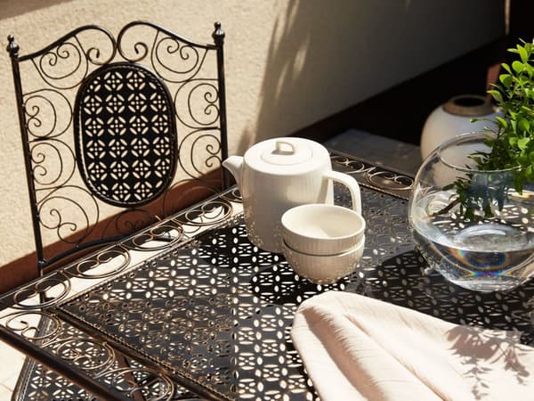 Trädgård Bistro Set 2 st Stolar i Svart Järn Fällbara UV Rostfritt Stål Fransk Retro Stil