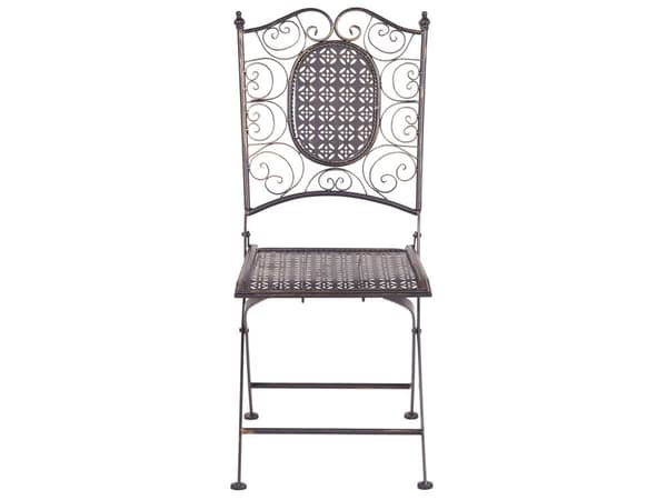 Trädgård Bistro Set 2 st Stolar i Svart Järn Fällbara UV Rostfritt Stål Fransk Retro Stil