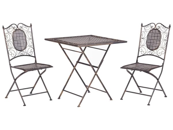 Trädgård Bistro Set 2 st Stolar i Svart Järn Fällbara UV Rostfritt Stål Fransk Retro Stil