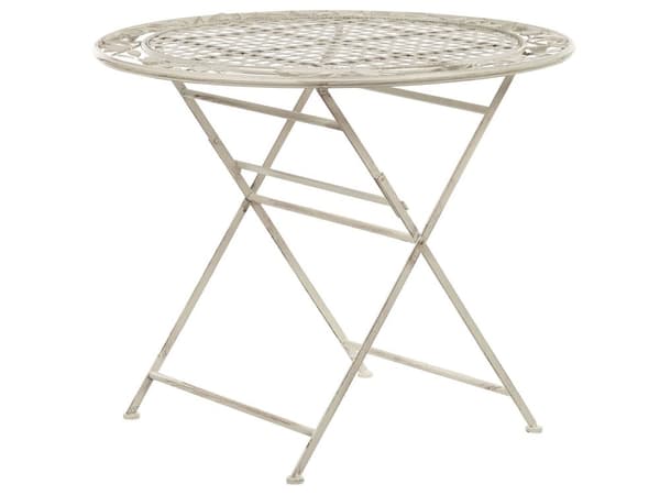 Have spisestue sæt råhvidt jern Sammenklappeligt 4 personers mønstret metal 4 stole bord udendørs UV rust modstand fransk retro stil