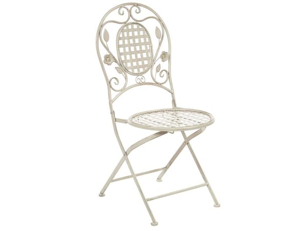 Trädgårdsmöbelset Off-White 4-sits Bord 4 st Stolar Järn Fällbara UV Rostfritt Stål Fransk Retro Stil