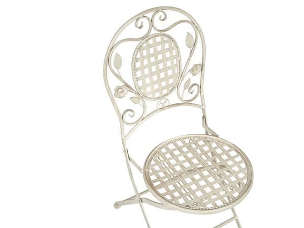 Trädgårdsmöbelset Off-White 4-sits Bord 4 st Stolar Järn Fällbara UV Rostfritt Stål Fransk Retro Stil