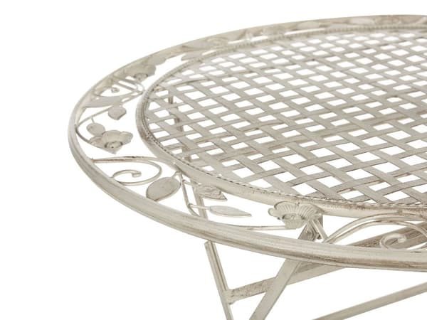 Trädgårdsmöbelset Off-White 4-sits Bord 4 st Stolar Järn Fällbara UV Rostfritt Stål Fransk Retro Stil