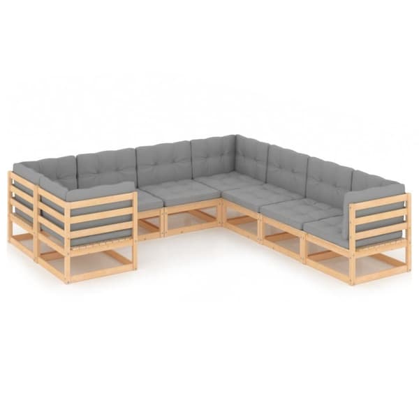 vidaXL Hagesofagruppe med puter 8 deler heltre furu