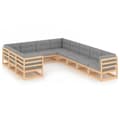 Miniatyrbilde 1 av 10: vidaXL Hagesofagruppe med puter 10 deler heltre furu