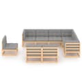 Miniatyrbilde 2 av 10: vidaXL Hagesofagruppe med puter 9 deler heltre furu
