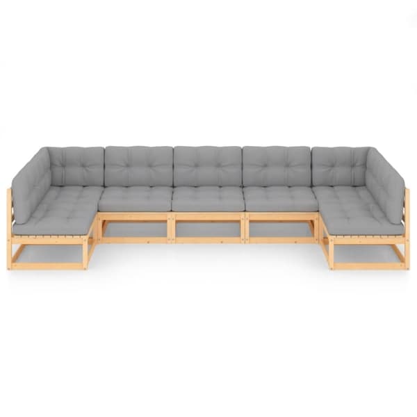 vidaXL Hagesofagruppe med puter 7 deler heltre furu
