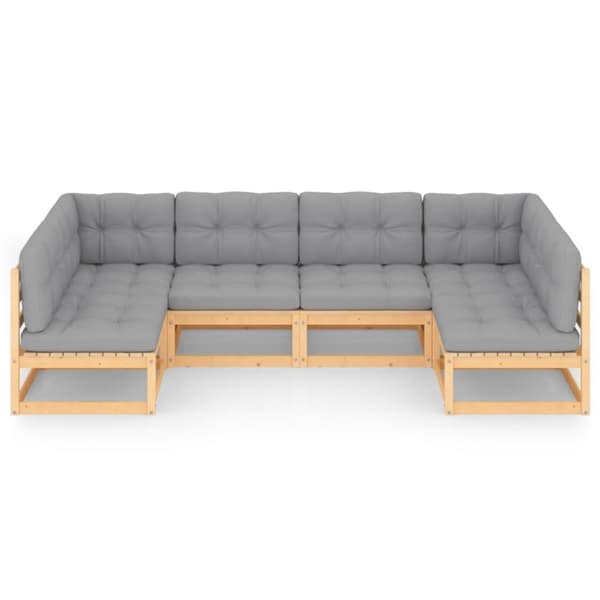 vidaXL Hagesofagruppe med puter 6 deler heltre furu