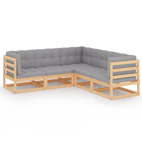vidaXL Hagesofagruppe med puter 5 deler heltre furu