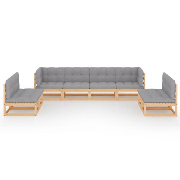 vidaXL Hagesofagruppe med puter 8 deler heltre furu