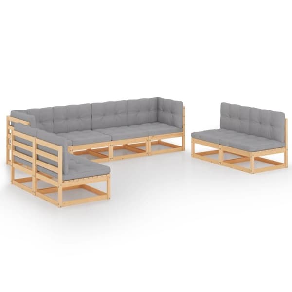 vidaXL Hagesofagruppe med puter 8 deler heltre furu