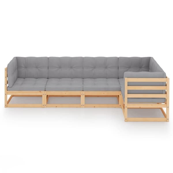 vidaXL Hagesofagruppe med puter 5 deler heltre furu