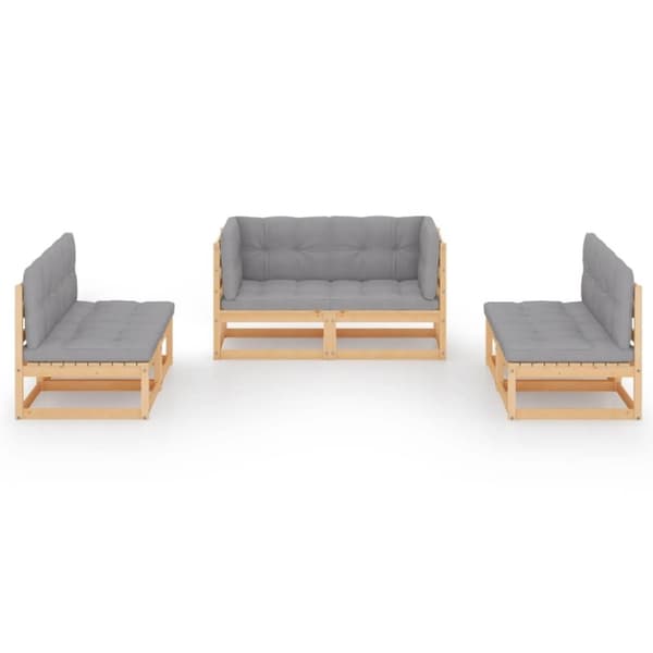vidaXL Hagesofagruppe med puter 6 deler heltre furu