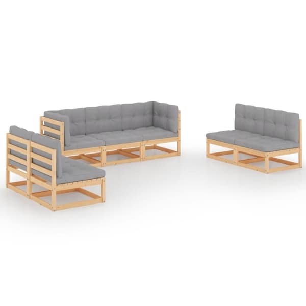 vidaXL Hagesofagruppe med puter 7 deler heltre furu