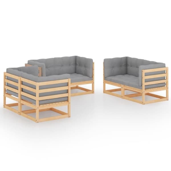 vidaXL Hagesofagruppe med puter 6 deler heltre furu