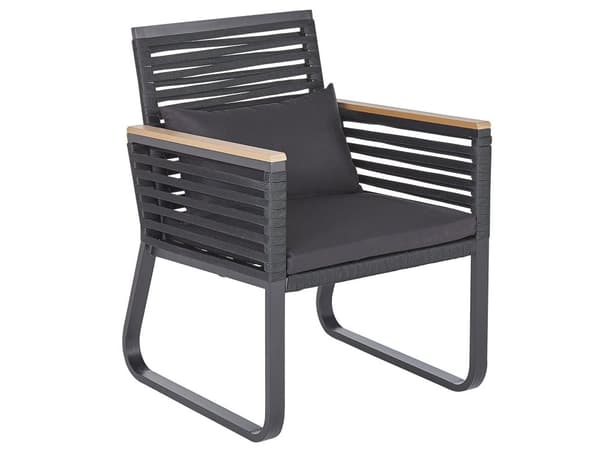Havemøbelsæt Sort Stål Glas 150x90 cm 4 Personers Flettet Havestole Moderne Bord Udendørs Terrasse Industrielt Havemøbel Vedligeholdelsesfrit