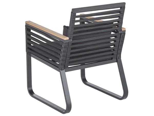 Havemøbelsæt Sort Stål Glas 150x90 cm 4 Personers Flettet Havestole Moderne Bord Udendørs Terrasse Industrielt Havemøbel Vedligeholdelsesfrit