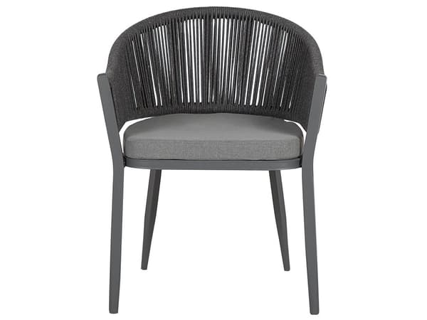 Have Spisestue Sæt 4 Personers Grå Metal Aluminium Mat Finish Udendørs Bord 4 stole Hynder Moderne Stil