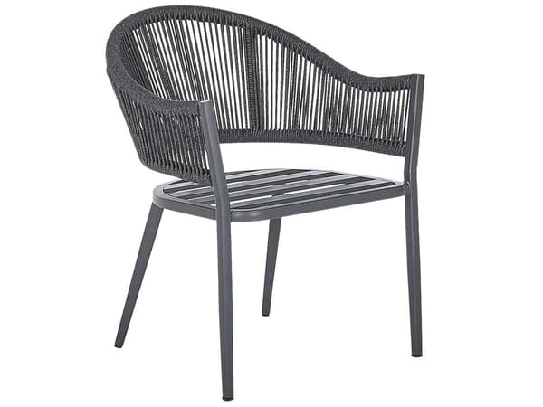 Have Spisestue Sæt 4 Personers Grå Metal Aluminium Mat Finish Udendørs Bord 4 stole Hynder Moderne Stil