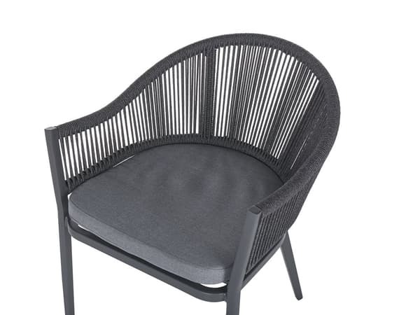 Have Spisestue Sæt 4 Personers Grå Metal Aluminium Mat Finish Udendørs Bord 4 stole Hynder Moderne Stil