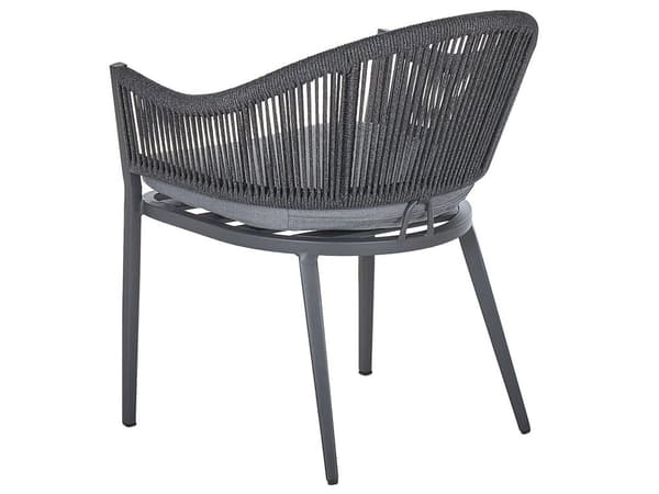 Have Spisestue Sæt 4 Personers Grå Metal Aluminium Mat Finish Udendørs Bord 4 stole Hynder Moderne Stil