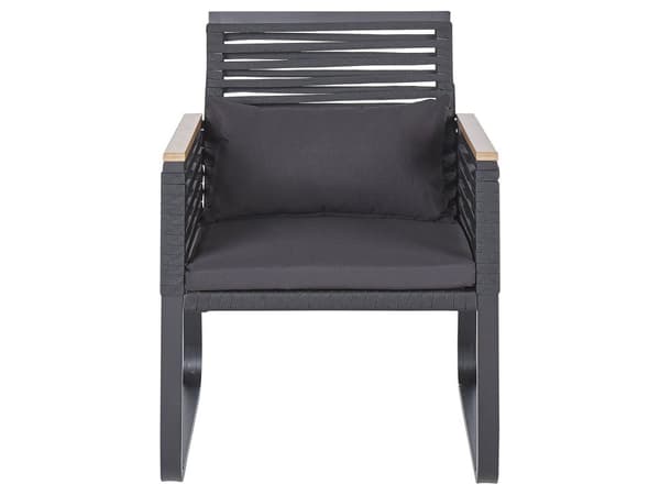 Trädgårdsmöbelset 4-sits Bord Svart Metall Aluminium Matt Yta 4 st Stolar Kuddar Modern