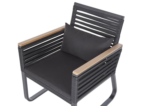 Trädgårdsmöbelset 4-sits Bord Svart Metall Aluminium Matt Yta 4 st Stolar Kuddar Modern
